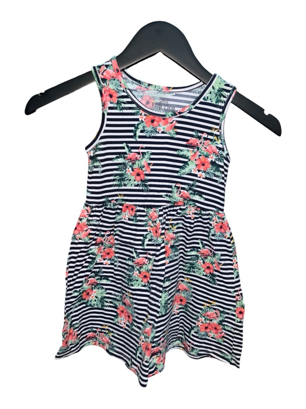 Member's Mark Girls' Tropical Striped Flip Flop Dress 4T